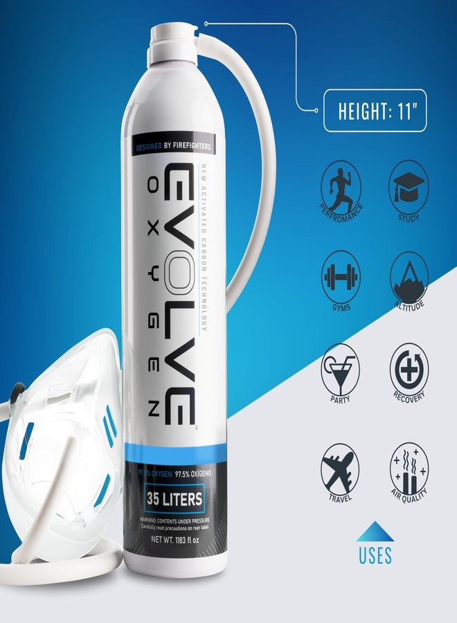 إيفولف عبوة أكسجين نقي من إيفولف سعة 35 لترًا مع قناع وأنبوب | عبوة أكسجين محمولة | مثالية للاستخدام المنزلي والأنشطة الخارجية | مصممة من قبل رجال الإطفاء | صنع في الولايات المتحدة الأمريكية | عبوة من قطعة واحدة - Image 4